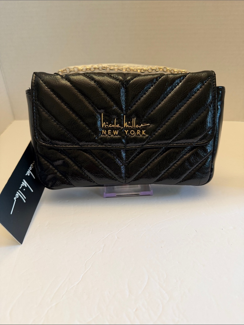 Nicole Miller Black Quilted Crossbody Bag